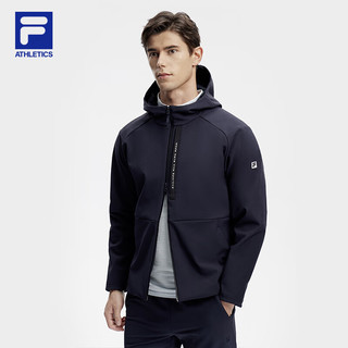 FILA 斐乐 男士梭织外套2024春宽松加绒运动连帽上衣 RD宝蓝-NV 175/96A/L