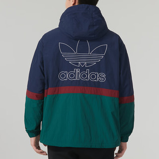 阿迪达斯 （adidas）三叶草男装 运动服跑步训练外套时尚拼接色连帽休闲夹克 IN0995/拍小一码 XL/190