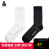 杰克·琼斯（JACK&JONES）24春季舒适潮流百搭松紧弹力袜口长筒高筒袜子男款22411Q002 E39藏蓝/雪白 M