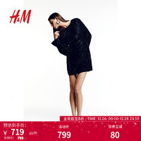 H&M 女装珠饰连衣裙1212396 黑色 155/80A