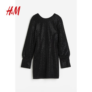 H&M 女装珠饰连衣裙1212396 黑色 155/80A