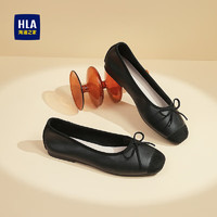 HLA 海澜之家 女鞋芭蕾鞋蝴蝶结平底一脚蹬单鞋奶奶鞋HDADXW3ACN091 黑色37