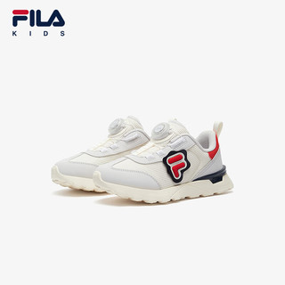 FILA 斐乐 儿童童鞋2024年春季男小童BOA旋钮运动复古跑鞋 奶白/雨雾灰-GN 29码 内长18.0cm