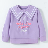 贝贝怡童装女童套头卫衣秋季儿童衣服上衣休闲洋气装 紫色 110cm(身高100-110CM)
