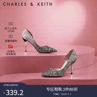 CHARLES & KEITH 女士亮片高跟鞋 CK1-60580071 黑呖色 38