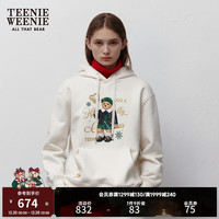 Teenie Weenie小熊秋冬多色连帽卫衣套头加绒保暖上衣时尚女装 象牙白 165/M