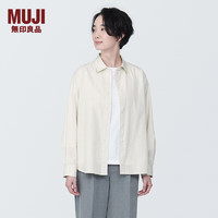 无印良品 MUJI 水洗 平纹 衬衫领 长袖衬衫 女士衬衣外套 BC2JEC4S 浅黄色条纹 XL(165/92A)