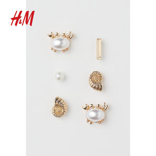 H&M 包邮：H&M秋季新品饰品3对装耳钉1000826 金色 均码
