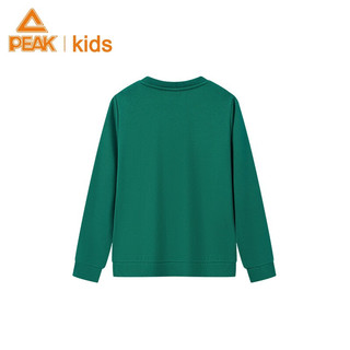 匹克童装儿童加绒圆领卫衣字母印花套头长袖保暖舒适 运动绿 130
