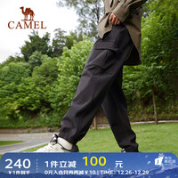 CAMEL 骆驼 运动工装裤男加绒冬季加厚抗静电防风御寒保暖梭织长裤 C13CARG038，幻影黑，男 M