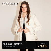 MISS SIXTY真皮外套女翻领毛领拼色羊皮革轻奢高级感 米白 XS