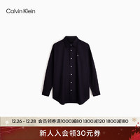 Calvin Klein  Jeans24春季男士刺绣方标休闲通勤牛津纺长袖衬衫J324902 CHW-深海蓝 L