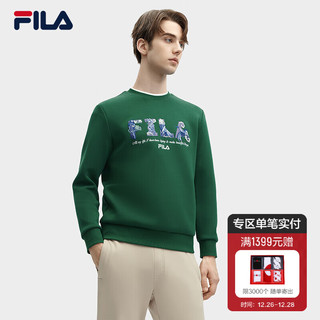 FILA×V&A联名系列斐乐男子针织套头衫2024春季时尚休闲卫衣 翠竹绿-DG 175/96A/L