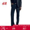 H&M男士长裤棉质中腰喇叭修身牛仔裤1182106 黑色牛仔布 170/72A