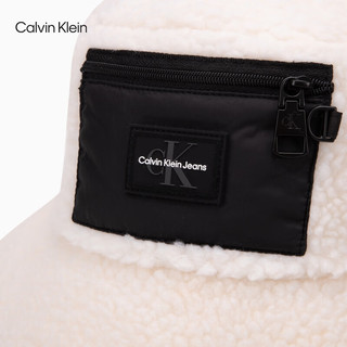 Calvin Klein Jeans女士仿羊羔绒撞色拉链口袋渔夫帽新年K611260 283-乳白 OS