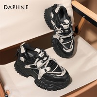 抖音超值购：DAPHNE 达芙妮 黑色炸街老爹鞋女款2023新款秋季爆款增高小个子厚底运动鞋
