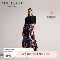 Ted Baker 冬女士针织拼接印花褶皱连衣裙275007 黑色 0
