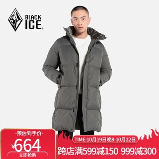 BLACKICE 黑冰 户外登山防风保暖防水透湿男士中长款加厚连帽羽绒服 铁灰 XL