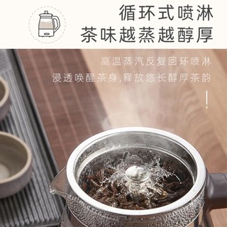 Bear 小熊 煮茶器家用全自动蒸汽煮茶壶黑茶蒸茶器小型办公室玻璃花茶壶1L