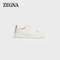 杰尼亚 Zegna）白色鹿皮TripleStitch奢华休闲鞋