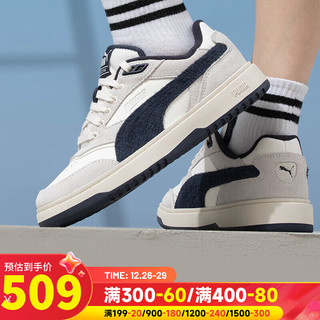 彪马（PUMA）男鞋女鞋自营款休闲鞋耐磨运动鞋翻毛皮板鞋 393283-03/白色-海军蓝 45