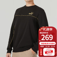 PUMA彪马卫衣男装户外运动服训练跑步加绒保暖套头衫 680140-01 XS