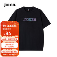 JOMA短袖T恤男女同款夏季吸汗透气时尚简约潮流休闲运动t恤 运动服饰 黑色 XL