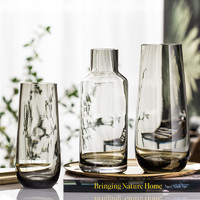 北欧现代简约台面花瓶客厅餐桌轻奢玻璃花瓶透明水养插花装饰摆件