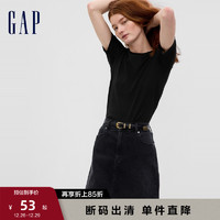 Gap 盖璞 女装夏季新款莫代尔弹力纯色辣妹风正肩短袖T恤540635休闲上衣