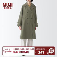 无印良品（無印良品 MUJI） 女式 不易沾水 双排扣大衣 中长款外套风衣  BDE33C3A 浅灰棕色 M (160/84A