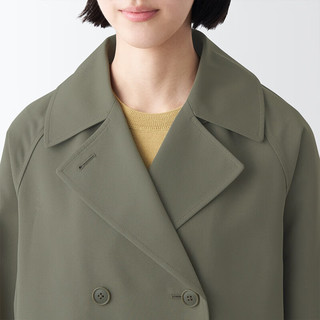 无印良品（MUJI） 女式 不易沾水 双排扣大衣 中长款外套风衣  BDE33C3A 浅灰棕色 M (160/84A