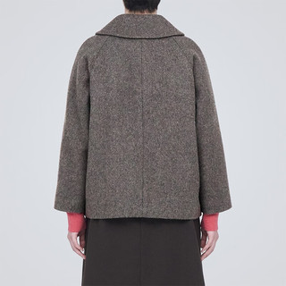 无印良品 MUJI 女式 羊毛混 短大衣 短款外套  BD0X6C3A 深咖啡色 L(165/88A)