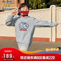 Skechers斯凯奇男女童连帽加绒卫衣新年款2024儿童衣服龙年拜年服L124K055 棉质款/岩石白灰/03VL 165cm