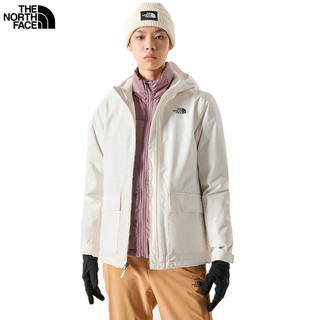 北面（The North Face）三合一冲锋衣女款冬户外运动休闲上衣防风防水保暖外套 KO2/白色外壳+豆沙色羽绒内胆 XL/170