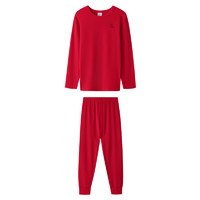 Annil 安奈儿 童装儿童保暖内衣套装男女童秋衣秋裤家居服两件套新年红130