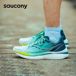 索康尼（SAUCONY）男鞋 冬季啡速3竞速跑鞋稳定支撑运动鞋轻便透气跑步鞋 啡速3/白绿 40.5/7.5/255mm