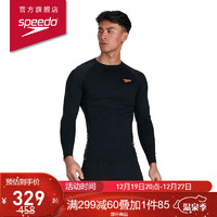速比涛（Speedo）ECO环保系列长袖泳衣男防晒抗氯 813217H054 黑色/橘色 XL