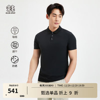 KOLON SPORT/可隆速干POLO衫 男子户外运动防晒抗UV40+吸湿经典版T恤短袖 LHPT3MT545-BL 黑 180/XL