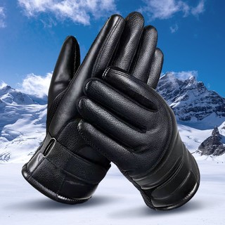 SolarStorm 冬季手套男女骑行保暖加绒触屏皮手套加绒加厚防风防寒滑雪棉手套