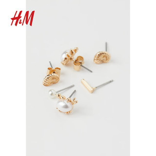 H&M秋季饰品3对装耳钉1000826 金色 均码
