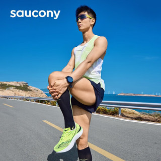 索康尼（SAUCONY）男鞋 2024春啡鹏3竞速跑鞋轻便透气耐磨缓震跑步鞋 啡鹏3/绿黑 44.5码