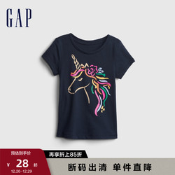 Gap 盖璞 女幼童夏季款纯棉印花短袖T恤827912儿童装可爱运动洋气上衣