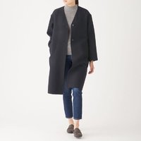 MUJI 無印良品 女士中长款大衣 W9AD225 深海军蓝 L