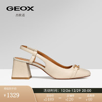 GEOX杰欧适女鞋2024年早春时尚高跟方头舒适时装凉鞋D45D1A 浅沙色C5322 35