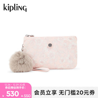 kipling 凯普林 女款轻便帆布包2024春季小卡包手拿包CREATIVITY XL 樱花粉