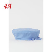 H&M女士帽子秋季时尚梭织甜美蝴蝶结法式梭织布贝雷帽1000398 黑色 56-58