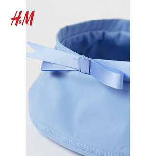 H&M女士帽子秋季时尚梭织甜美蝴蝶结法式梭织布贝雷帽1000398 黑色 56-58