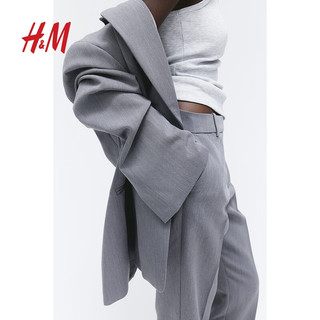H&M女装西装时尚气质通勤双排扣垫肩长袖外套1178826 灰色 155/80A