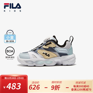 FILA 斐乐 童鞋儿童跑步鞋冬小童儿童复古跑鞋 雨雾灰/雾蓝-NP 28码/内长17.5cm