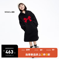 little MO&Co.加绒 little moco童装23冬装女童连帽中长款卫衣裙KBC4DRS002 黑色 110/56